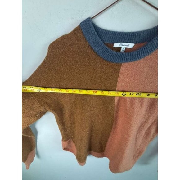Madewell Westlake Women’s Colorblock Sweater Brown Pink Crewneck Cozy Size XS/S - Picture 6 of 10